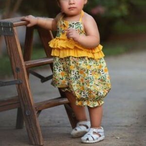 Haute Baby Merigold Garden Ruffle Bubble Romper 18M